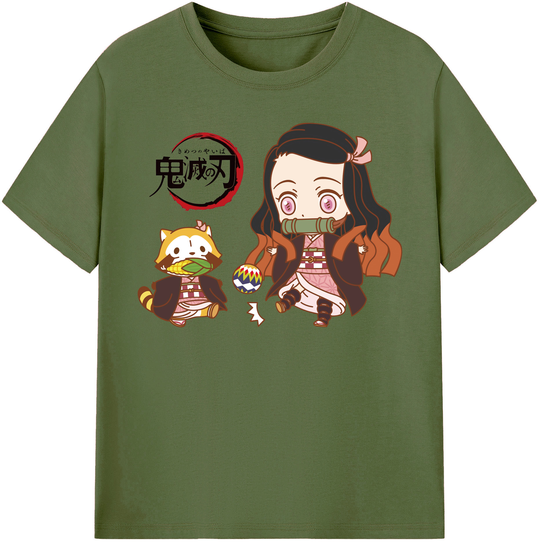 （画像用） 鬼滅の刃（きめつのやいば）竈門 禰󠄀豆子／かまど ねずこ Kamado Nezuko 綿100％半袖Tシャツ（フロントプリント）